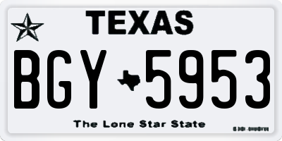 TX license plate BGY5953