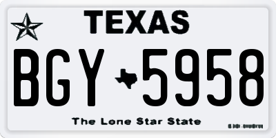TX license plate BGY5958