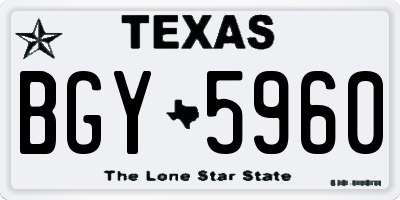 TX license plate BGY5960