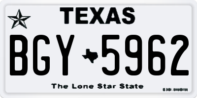 TX license plate BGY5962