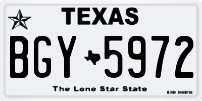 TX license plate BGY5972