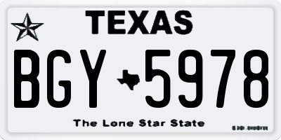 TX license plate BGY5978