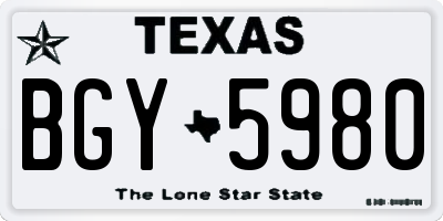 TX license plate BGY5980