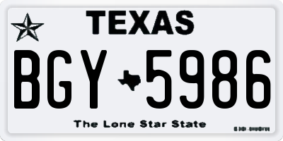 TX license plate BGY5986