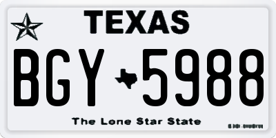 TX license plate BGY5988