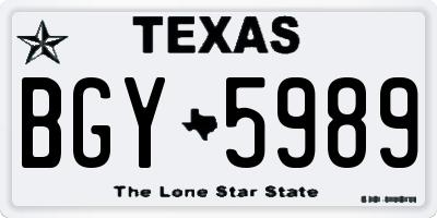 TX license plate BGY5989