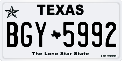 TX license plate BGY5992