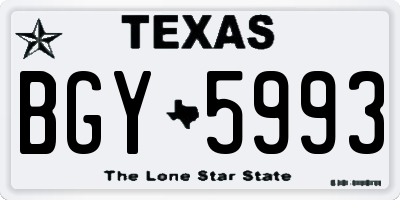 TX license plate BGY5993