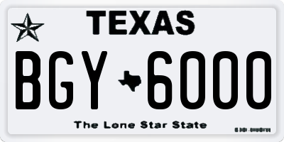 TX license plate BGY6000
