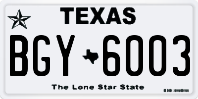 TX license plate BGY6003