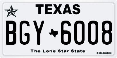 TX license plate BGY6008