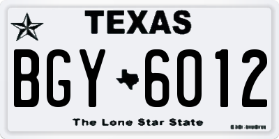 TX license plate BGY6012