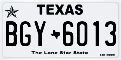 TX license plate BGY6013