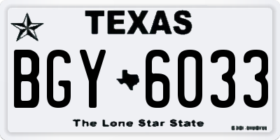 TX license plate BGY6033