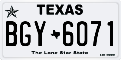 TX license plate BGY6071