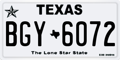 TX license plate BGY6072