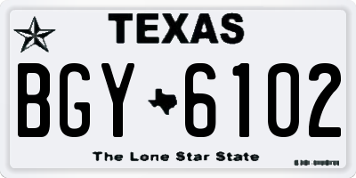 TX license plate BGY6102