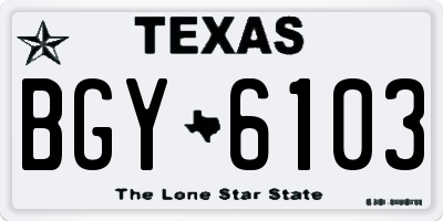 TX license plate BGY6103