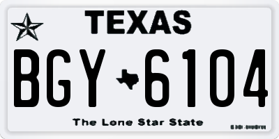 TX license plate BGY6104