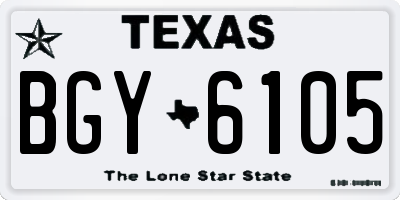 TX license plate BGY6105