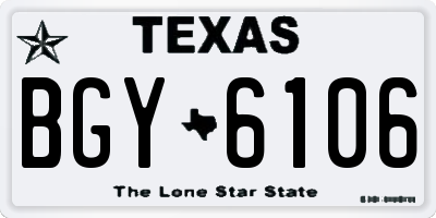 TX license plate BGY6106
