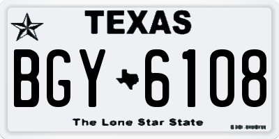 TX license plate BGY6108