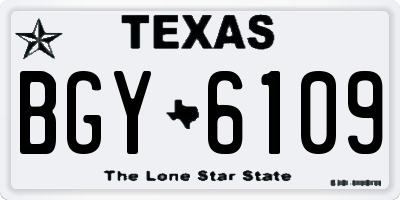 TX license plate BGY6109