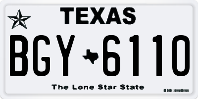 TX license plate BGY6110
