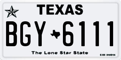TX license plate BGY6111