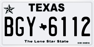 TX license plate BGY6112