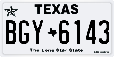 TX license plate BGY6143