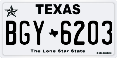TX license plate BGY6203