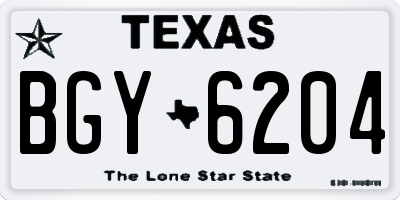 TX license plate BGY6204