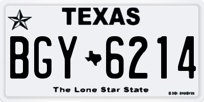 TX license plate BGY6214