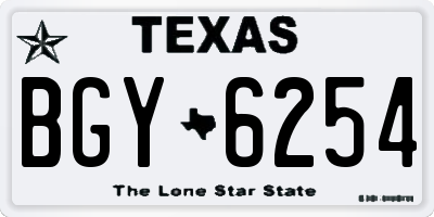 TX license plate BGY6254