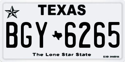 TX license plate BGY6265