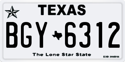 TX license plate BGY6312