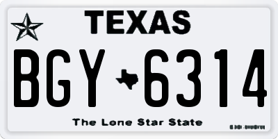 TX license plate BGY6314