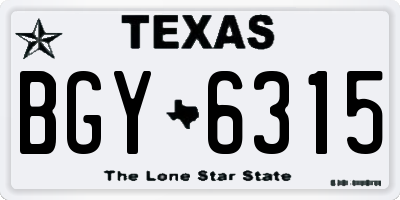TX license plate BGY6315
