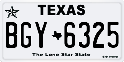 TX license plate BGY6325