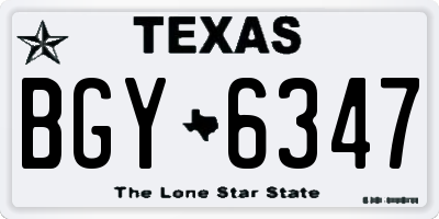 TX license plate BGY6347