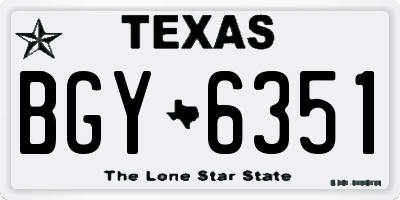 TX license plate BGY6351