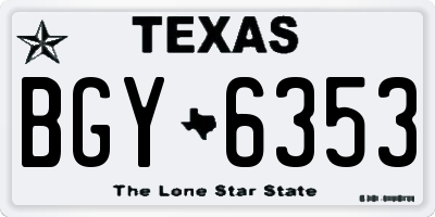 TX license plate BGY6353