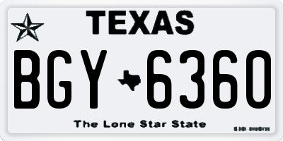 TX license plate BGY6360