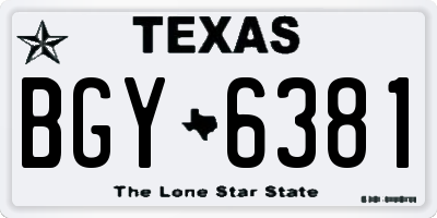 TX license plate BGY6381