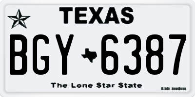 TX license plate BGY6387