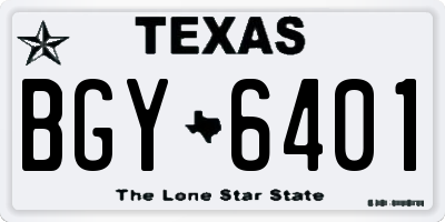 TX license plate BGY6401