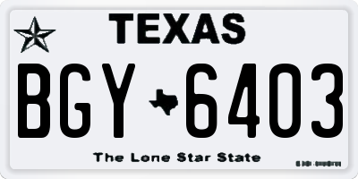 TX license plate BGY6403