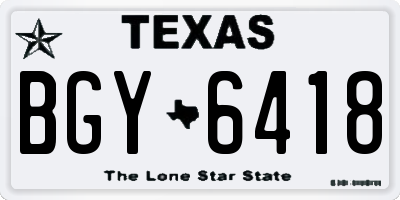 TX license plate BGY6418