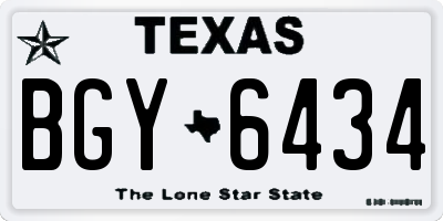 TX license plate BGY6434